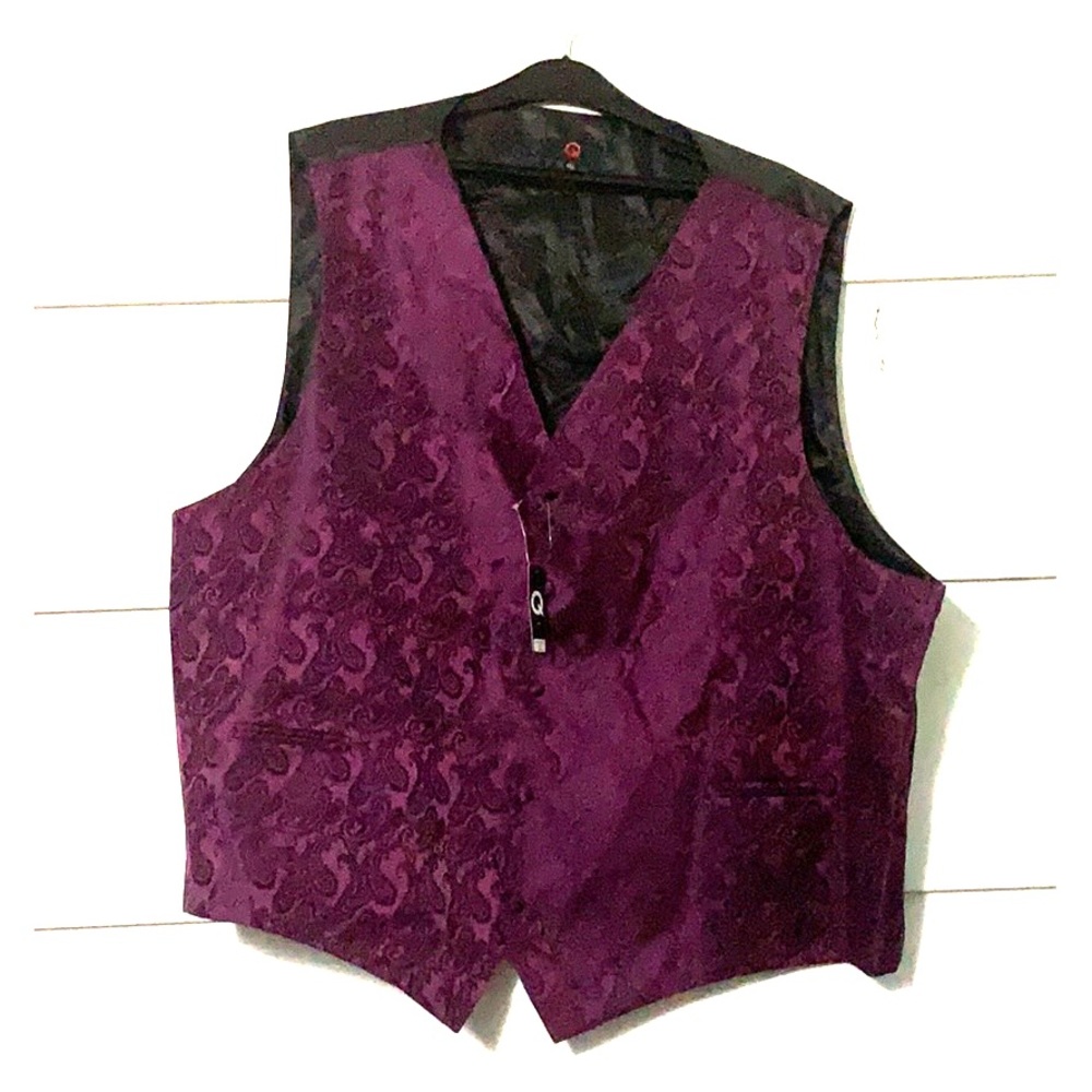Men’s 6X Purple Dress Vest w/ Tie & Pocket Square